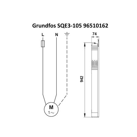 Насос для свердловини Grundfos SQE 3-105 1,85 кВт 96510162 Насос для свердловини Grundfos SQE 3-105 1,85 кВт 96510162