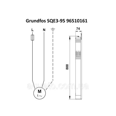 Насос для свердловини Grundfos SQE 3-95 1,55 кВт 96510161 Насос для свердловини Grundfos SQE 3-95 1,55 кВт 96510161