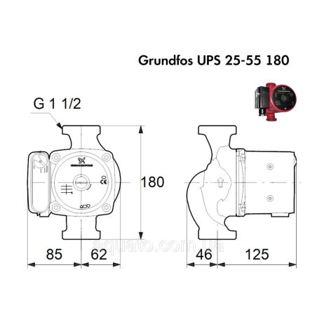 Циркуляційний насос Grundfos UPS 25-55 180 (95906404)