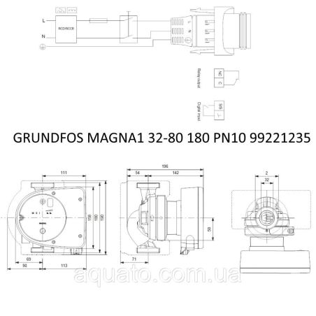 Регульований циркуляційний насос GRUNDFOS MAGNA1 32-80 180 PN10 99221235