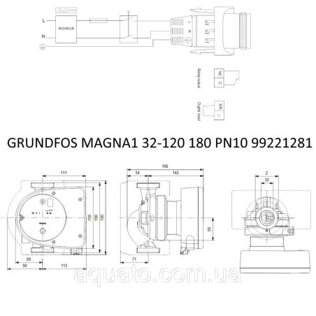 Регульований циркуляційний насос GRUNDFOS MAGNA1 32-120 180 PN10 99221281 Регульований циркуляційний насос GRUNDFOS MAGNA1 32-120 180 PN10 99221281