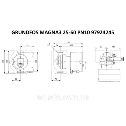 Регульований циркуляційний насос GRUNDFOSMAGNA3 25-60 180 PN10 97924245