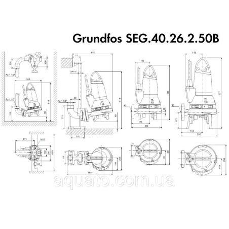 Grundfos SEG.40.26.2.50B 96075913 Каналізаційний насос з ріжучим механізмом Grundfos SEG.40.26.2.50B 96075913 Каналізаційний насос з ріжучим механізмом