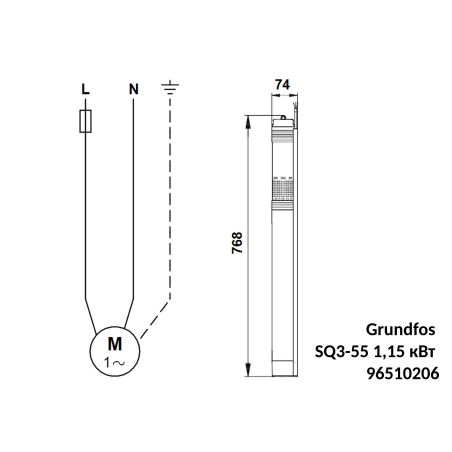 Насос для свердловини Grundfos SQ3-55 1,15 кВт 96510206 Насос для свердловини Grundfos SQ3-55 1,15 кВт 96510206