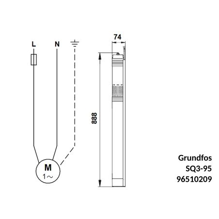 Насос для свердловини Grundfos SQ3-95 1,55 кВт 96510209 Насос для свердловини Grundfos SQ3-95 1,55 кВт 96510209