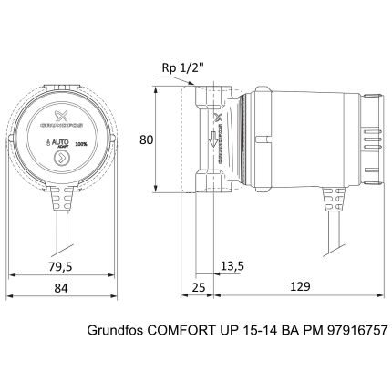Циркуляційний насос Grundfos COMFORT UP 15-14 ВА РМ з функцією AUTOADAPT (97916757)