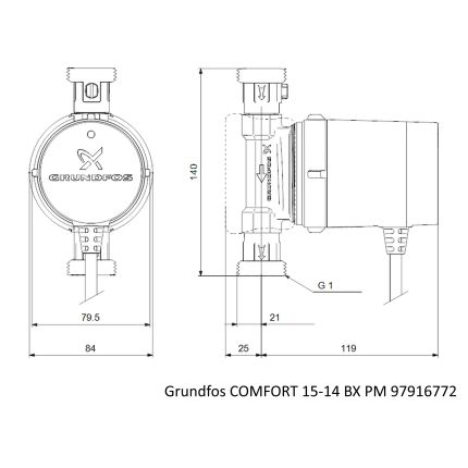 Циркуляційний насос Grundfos COMFORT 15-14 BX PM (97916772)