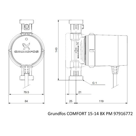 Циркуляційний насос Grundfos COMFORT 15-14 BX PM (97916772)