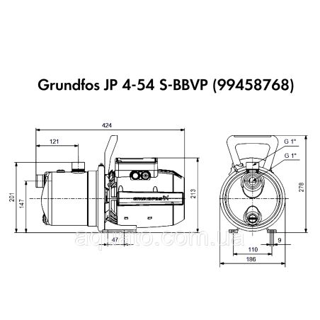 Поверхневий насос Grundfos JP 4-54 S-BBVP (99458768) Поверхневий насос Grundfos JP 4-54 S-BBVP (99458768)